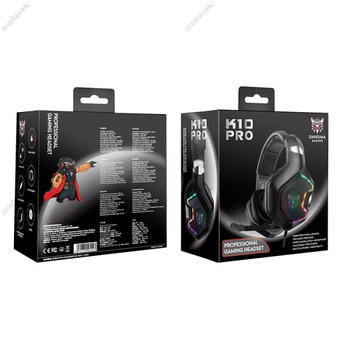 Дротові навушники Onikuma K10 Pro Gaming LED Black